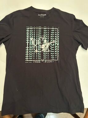 True Religion Black Tee with Mint Graphic Square Logo